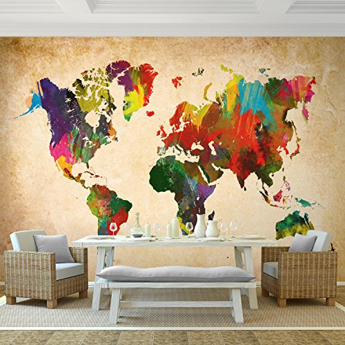Fototapete Weltkarte 308 x 220 cm – Vliestapete – Wandtapete – Vlies Phototapete – Wand – Wandbilder XXL – !!! 100% MADE IN GERMANY !!! Runa Tapete 9015010a - 2