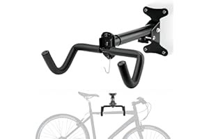 AEVQUAS Bike Wall Mount, Adjustable Distance and Foldable Bicycle Hanger Rack Wall Indoor Garage Wall Holder Hook Compatible MTB, Road Bike, E-Bike, for Bike Storage Wall and Space Saving (1pcs)