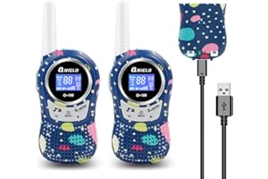 QNIGLO Q168Plus Talkie Walkie Enfants Rechargeable USB,Jouets pour Garçons de 3-15 Ans,8 Canaux Longue PortÉE de 3km,Outils de Camping,L'essentiel du Voyageur,Cadeau Fille 4-9 Ans (BleuCamouflage)