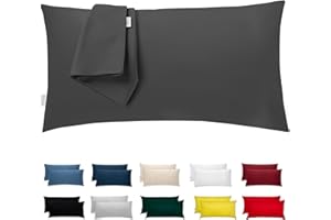 Flowen Federe Cuscini Letto Matrimoniale Cotone 50x80 Set 2 Copricuscini Tessuto Morbido Jersey Anallergico Antiacaro Traspirante con Zip Nascosta Coppia Fodere Lavabili in Lavatrice