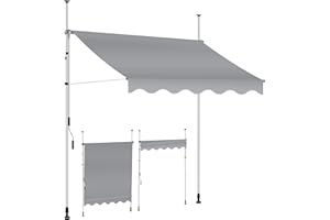 KESSER® Store banne avec manivelle pour Balcon | Store pour Balcon sans Trous à percer, résistant aux UV, réglable en Hauteur, Hydrofuge, protège du Soleil, Toit de terrasse (300cm, Gris)