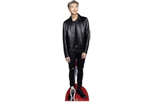 STAR CUTOUTS CS748 - Figura de cartón a tamaño real con figura de escritorio de regalo de Kim NAM-Joon (Rap Monster Standup), chaqueta negra de cuero, Bangtan Boys, multicolor