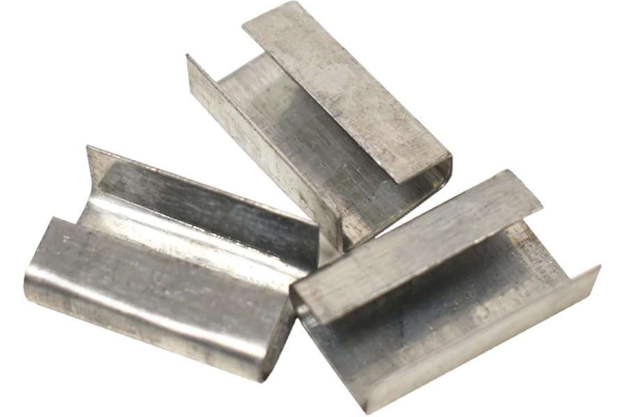 Globe Packaging 12mm x 25mm Metal Semi Open Strapping Seals (Pack of 1,000) - for 12mm Polypropylene Hand Strapping - Galvanised Steel Seals for Secure Carton Packing and Pallet Loads