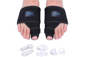 DOACT Bunion Splint Kit Correcteur Jour et Nuit-Night Time Hallux Valgus Redresseur d'orteil Plus 6pcs Daytime Soft Soulagement Gel Douleur Séparateurs Dans Chaussures pour Homme et Femme (L)