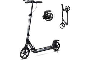 Nattork Scooter for Adults and Teens- Adjustable Height Folding Kick Scooter Large Sturdy Wheels for a Smooth Ride, Lightweight, Commuter Adult Scooters with Hand Brake,Shock Absorption