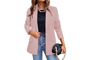 Hveuluop Gieen Blazer da Donna - Giacca da Abito Casual da Lavoro a Maniche Lunghe, vestibilità Ampia, con Un Bottone, Elegante Giacca da Ufficio da Donna Primaverile e Autunnale