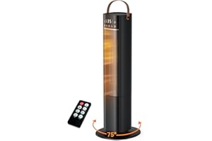 PNTCK Heizlüfter Energiesparend, 2000W PTC Keramik Heizlüfter, 75° Oszillierend Elektroheizung mit Thermostat, Heizung Elektrisch Leise, 3 Modus, 24-Std-Timer, Überhitzungs- & Kippschutz