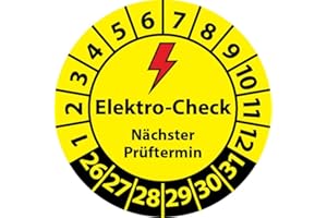 ‎FAST-LABEL Prüfplakette Elektro-Check Nächster Prüftermin, Vinylfolie, Elektro Prüfaufkleber, Prüfetikett, Plakette E-Check (20 mm Ø, 100)