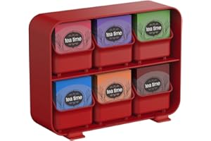 Mind Reader STBORG-RED Anchor Collection Organiseur pour 6 sachets de thé, tiroirs amovibles, plastique