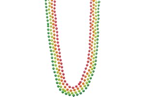 UV FLOOR UVFLOOR UV FLOOR Neon Fluo Pearl Necklaces Set of 4 Special Black Light and Ultraviolet Bright Fluorescent Accessories, Pearl, No Gemstone