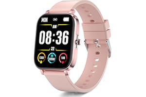 JUGEMAN 2022 Smart Watch for Women, 1.69"Touch Fitness Tracker with Heart Rate Sleep Monitor Smartwatch, Fitness Watch IP68 Waterproof 8 Sports Modes Activity Trackers Step Counter Watch for Android iOS, Pink
