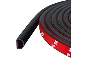 PROTALWELL Joint de porte autocollant en silicone en forme de D pour cadre de porte/fenêtre, noir (9 mm de large x 8 mm de haut), Longueur 6 m