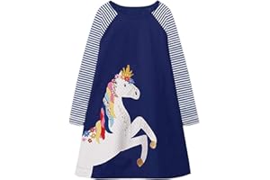 VIKITA Vestito Striscia Cartoon Animale Sciolto Jersey T-Shirt Vestitos Bambina