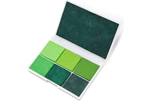 YITEXIN Tampons encreurs lavables de 7 couleurs - Grandes et petites tailles - Pour tampon, doigt, bricolage, papier et bois - Tampon encreur multicolore avec paillettes (Vert)