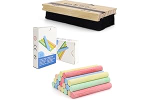 20 Piezas Tizas de Colores, PARFCO Tizas Pizarra con Borrador Pizarra Tiza, Juego de Tizas para Dibujar, Escribir, Grafiti, Utensilios Aula