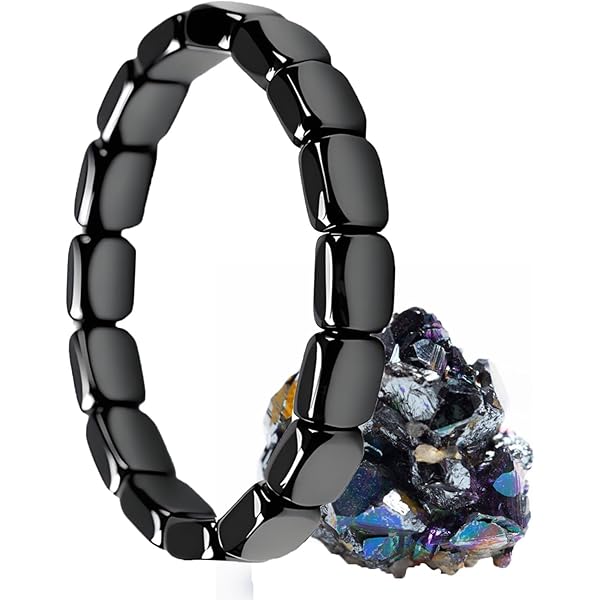 Hemys Hematiet armband voor heren: natuurlijke mannelijke rand, legendarische steen, Romeinse en Viking-inspiratie (S, M, L, XL voor 15,6 tot 19,3 cm), Hematiet, Geen edelsteen