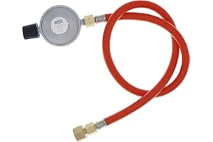 METER STAR 1LB Propangasflasche und Kleiner Butankanister Einstellbares Reglerset mit Schlauch 80 cm lang G1/4 Zoll Linksgewinde und 1/2 Zoll Flare Swivel Universalgewinde für Gasherd BBQ Camping