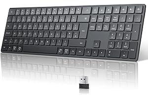 TECURS Wireless Bluetooth Keyboard, 2.4G-USB for Windows/Mac, UK Layout 3 Channel, Silent, Multimedia Ultra-Thin for PC, Computer, Tablet