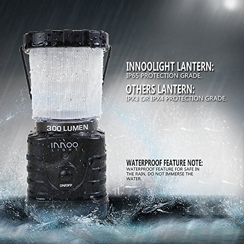 InnooLight LED Camping Laterne 300lm tragbar, 3 Helligkeitsstufe, Batteriebetrieben, IP65, stoßfest, rutschfest, Wasserdicht Campinglampe Campingleuchte für Wandern, Notfall, Hurrikane, Ausfälle - 4