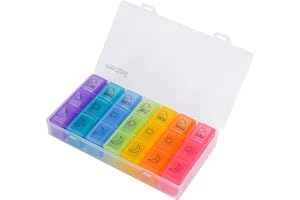 MEDIPILL - MED-BOX21 - Pilulier Semainier FRANCAIS - 7 Jours 3 prises Matin Midi Soir - 21 Compartiments - Boîte à médicaments - Boîte à pilules cardio - Transparent - Grand pilulier