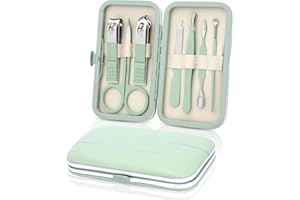 LIFHAP Maniküre Set – Edelstahl Nagelknipser & Nagelhautentferner – 7-in-1 Pediküre Set mit Nagelhautschere, Cuticle Remover für eingewachsene Zehennägel und dicke Nägel (Grün)