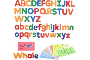 HOMCENT Lettere Magnetiche In Legno Per Bambini, Magneti Da Frigo Per Bambini, 52 Pcs Lettere Alfabetiche Magnetiche, 26pcs Carte, Giocattoli Prescolari 3-5 Anni Ragazzi Ragazze