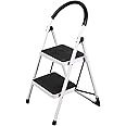 REDCAMP Folding 2 Step Ladder with Handrails,Heavy Duty Kitchen Steps Stool for with Anti-Slip Feet & Sturdy Frame,Ideal for Adults Elderly Home Office,Holds 330 lbs