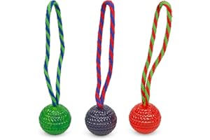 Petface Toyz piłka do żucia i odbijająca się lina dla psa - niebieska, różowa lub zielona, w zestawie tylko jedna
