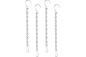 AEYURUID Chainette en métal pour paniers Suspendus 24cm - Chaîne de Suspension avec Crochets pour Pots de Fleurs, Panier Suspendu à Fleurs en métal, Supports de Plantation et lanternes Oiseaux,Argent