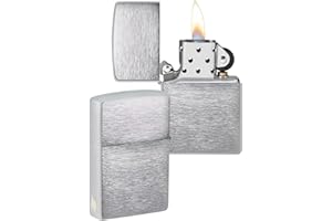 Zippo Sturmfeuerzeug - Brushed Chrome mit seitlicher Flammengravur - Nachfüllbar - Wiederverwendbar - Windfestes Design - Geschenkbox - Made in USA - Amazon Exclusive