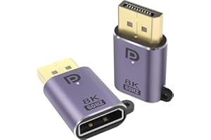 QIANRENON DP a DP Adattatore 8K@60Hz DP1.4 Maschio a DP1.4 Femmina DisplayPort Connettore Estesa DP Porta, con Sospensione Foro e LED Luce, per HDTV, Laptop, Monitor, Home Theatre, 2Pcs
