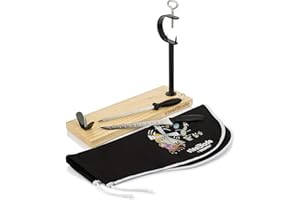 Steelblade Cubre Kukuxumusu + Cuchillo y Chaira-Madera Lacada-Soporte Fabricado en España-Jamonera Ideal para Jamones y Paletas, Espigón Quijote (011129)