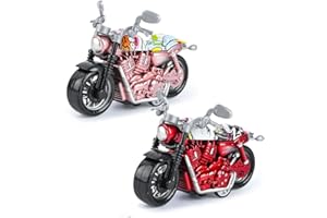 SHDIEHJFMLDH 2 Piezas Moto Juguete,Motocicleta Juguete de Aleación,Mini Maqueta Moto,Juguete de Modelo de Motocicleta,Para Juegos Educativos Para NiñOs Y NiñAs, Regalo De Fiesta De CumpleañOs-rojo y rosa