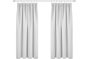 Deconovo Cortinas Navideñas Opacas Fruncidas Telas Termicas Aislantes Frio Calor Ruido Luz Rayos UV para Salon y Dormitorio Conjunto de 2 Piezas 132 x 160 cm Gris Perla