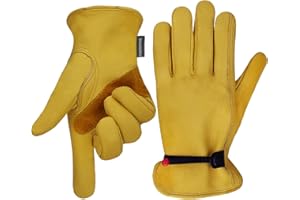 OLSON DEEPAK Leather Working Gloves for Gardening,Thornproof Gardening Gloves for Men and Women,Heavy Duty Leather Work Gloves Men(Medium)…