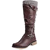 Camfosy Bottes Hautes Femmes Hiver, Bottes de Neige en Cuir Synthétique Cuissardes Fourrure Talons Plats Bottines…