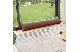 LIZZIE JACOBS Boudin de porte en tissu teint uni rempli de fibres creuses, coussin très résistant pour bas de porte ou fenêtre, isolant de courants d'air, économiseur d'énergie, 90 x 18 cm (marron/chocolat)