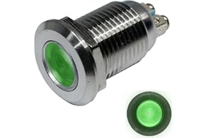 ‎LUMONIC Lumonic LED Kontrollleuchte 16mm Grün aus Edelstahl I Signalleuchte mit Schraubanschluss - IP67 I Signallampe für Auto mit 6V, 12V & 24V LED Spannung