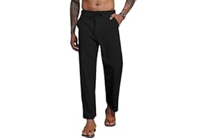YAOBAOLE Mens Linen Trousers Elastic Waist Trousers with Pocket for Men Yoga Pants