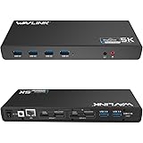 WAVLINK USB 3.0 / USB C Ultra 5K Universal Docking Station unterstützt Dual 4K Videoausgänge für Laptop, PC oder Mac (Display