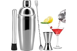 BEOIUCZZY Cocktailshaker Set, 750ML Cocktail Shaker Edelstahl Professioneller Cocktailmixer Bar Cocktailset Kit 4-Teiliges Edelstahl Shaker Bar Zubehör Barware Set für Zuhause oder die Bar