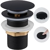 Ulytid Sink Drain Black without Overflow, Click Clack Pop Up Valve | Universal valve G1 1/4", easy installation for bathroom