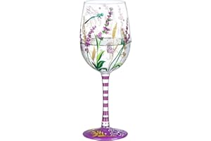 Nymphfable ręcznie malowany kieliszek do wina fioletowy lawenda i ważka prezent dla kobiet ze spersonalizowanym pudełkiem, 15 uncji