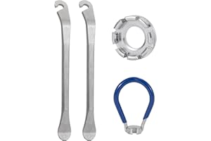 MOONSING Outil de Clé à Rayon, Clé de Roue de Vélo en Acier Forgé 8 Way Spoke Key Jante Clé, Levier de Pneus, Universel Outils de Réparation de Vélo pour VTT Velo Route (10-15 Jauge)