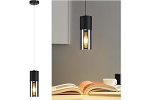‎LICHTMALER Lichtmaler Pendelleuchte 1 Flammig Pendellampe Esstisch - Hängeleuchte Schwarz E27 Küche Glas Schwarz Metall Hängelampe Industrie Modern für Esstisch Wohnzimmer Schlafzimmer