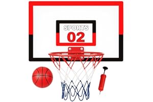 Toyana Wall Mounted Basketball Hoop Set for Kids with Backboard & Mini Basket Ball + Pump + Rim Net, Over the Door Ring, Indoor Outdoor Sports Game Activity Toy Gift Set for Children Ages 3+