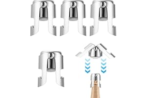 ZOUNIN 4 pezzi Tappo per Spumante, Tappo Riutilizzabile per Bottiglie di Champagne, Tappo Spumante in Acciaio Inox, a Prova di Perdite, Mantieni Fresco, Tappi Bottiglie Vino, per Gassate Vino Birra Champagne