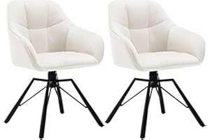 ‎WOLTU WOLTU Esszimmerstühle drehbar 2er-Set, Küchenstuhl, Polsterstuhl, Drehstuhl, bequemer Stuhl mit Armlehnen Rückenlehne, Armlehnenstuhl für Esszimmer Wohnzimmer, mit Samtbezug, Creme, BH365cm-2