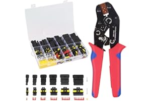 HJZ 708 Stück Wasserdicht Schnellverbinder mit Crimpzange, AMP Superseal Stecker für FSH, 1/2/3/4/5/6 Polig Elektrische Stecker Kabel Steckverbinder Stecker für KFZ LKW Auto Kayak Boote Roller Motorrad