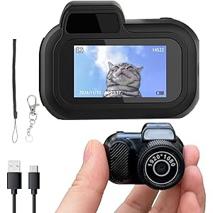 AiTechny Mini Digital 128 GB Camera, Spot Shooting, Compact, Small, LCD Display, Card, Monorreflexes, Portable Video Recorder, Operation, Keychain, Memory, Photography, Vlogging,